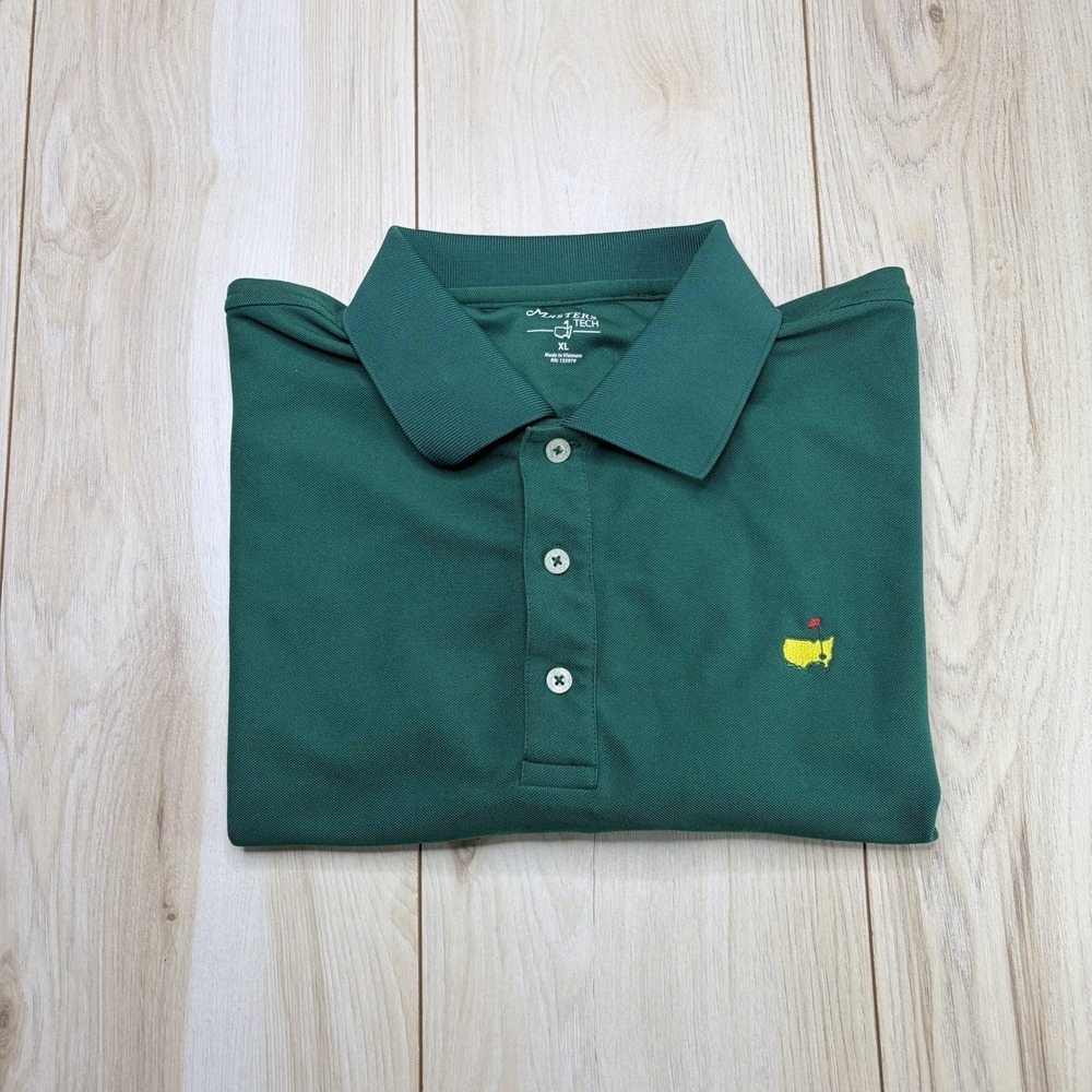 MASTERS TECH Men's Golf Polo Shirt Short Sleeve Green Size XL Stretch Logo
